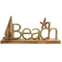 Διακοσμητικό Επιτραπέζιο Beach 946-124-028 40x5x19cm Gold Ξύλο,Αλουμίνιο