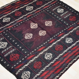 Χειροποίητο Χαλί Persian Kilim Wool Black-Red 128Χ128 128X128cm