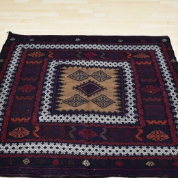 Χειροποίητο Χαλί Persian Kilim Wool Blue-Black-Red 135Χ133 135X133cm