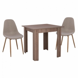Τραπεζαρία HM11619.07 (Σετ 3τμχ) 80x80x77 Light Beige 2 Θέσεων