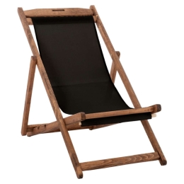 Σεζλόνγκ Λήμνος HM11707.05T 55,5x97x105cm Μασίφ Οξιά Εμποτισμού Walnut Με Pvc 2x1 Black