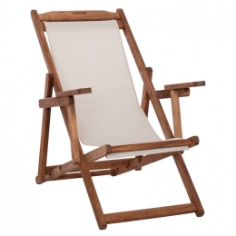 Σεζλόνγκ Λήμνος HM11708.60T Με Μπράτσα 62,5x97x105cm Εμποτισμού Walnut Με Pvc 2x1 Ecru