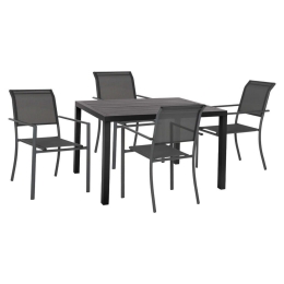 Τραπεζαρία (Σετ 5Τμχ) HM11824 120x80cm Grey 4 Θέσεων