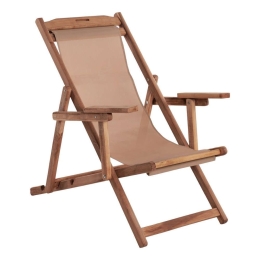 Σεζλόνγκ Λήμνος HM11878 Με Μπράτσα 62,5x97x105cm Εμποτισμού Walnut Με Πανί Moca