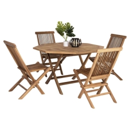 Τραπεζαρία (Σετ 5Τμχ) Kendall HM11950 Πτυσσόμενα 120x120x75cm Από Ξύλο Teak Natural 4 Θέσεων