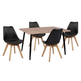 Σετ Τραπεζαρίας 5τμχ Vegas HM10350.01 Sonama-Μαύρο 120x70x76.5cm 4 Θέσεων