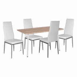Τραπεζαρία HM11027.01 (Σετ 5τμχ) Sonama 120x70x76,5cm Με Καρέκλες Lady White 4 Θέσεων