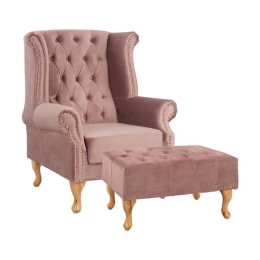 Πολυθρόνα Polina & Υποπόδιο Apple T.Chesterfield HM11053.05 Βελούδο