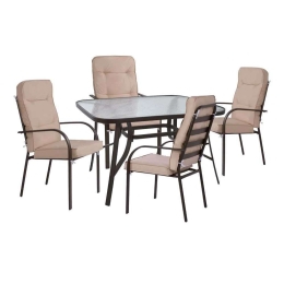 Τραπέζι Με Καρέκλες Σετ 5Τμχ Endika HM10563.02 Brown 4 Θέσεων