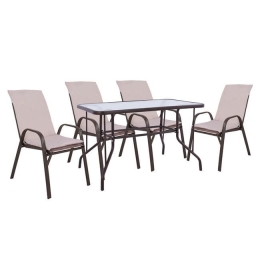 Τραπεζαρία Σετ 5Τμχ 110x60 Brown HM10566.02 4 Θέσεων