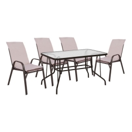 Τραπεζαρία Σετ 5Τμχ 120X70 HM10568.02 Brown 4 Θέσεων