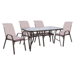Τραπεζαρία Σετ 5Τμχ 150X90 HM10570.02 Brown 4 Θέσεων