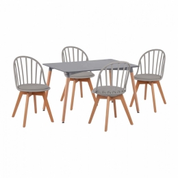 Τραπεζαρία HM11328.10 (Σετ 5τμχ) Τραπέζι Minimal 120x80x73cm Με Καρέκλες Alina Grey 4 Θέσεων