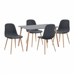 Τραπεζαρία HM11330.10 (Σετ 5τμχ) Τραπέζι Minimal 120x80x73cm Με Καρέκλες Leonardo Grey 4 Θέσεων