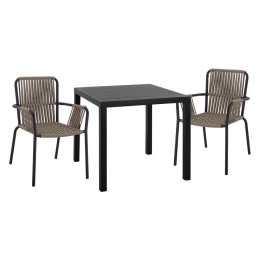 Τραπεζαρία Κήπου (Σετ 3Τμχ) HM11439 80x80x75,5cm Anthracite 2 Θέσεων