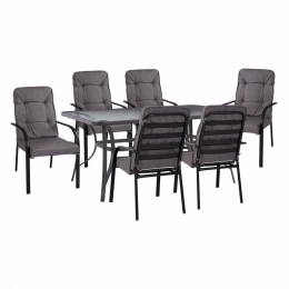 Τραπεζαρία HM11475 (Σετ 7τμχ) Με Τραπέζι Bruno 150X90 Και Πολυθρόνες Endika Grey 6 Θέσεων