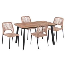 Τραπεζαρία (Σετ 5Τμχ) HM11534.02 Με Τραπέζι 120x80cm & Καρέκλες Anthracite-Beige 4 Θέσεων