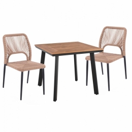 Τραπεζαρία HM11536.02 (Σετ 3τμχ) Τραπέζι Anthracite 80x80 Και Καρέκλα Με Σχοινί 2 Θέσεων