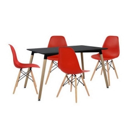 Σετ Τραπεζαρίας 5τμχ HM10228 Φυσικό-Μαύρο 120x80x73cm 4 Θέσεων
