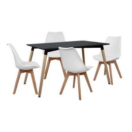 Σετ Τραπεζαρίας 5τμχ HM10230 Φυσικό-Μαύρο 120x80x73cm 4 Θέσεων