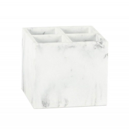 Βάση Οργάνωσης 4 Θέσεων Τετράγωνη Marble Effect AH-AX23015 13x13x12cm White Andrea House Πολυρεσίνη