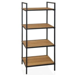 Ραφιέρα Μπάνιου LBTAH-BA69093 39x33x95cm Natural-Black Andrea House Μέταλλο,Bamboo