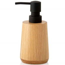 Δοχείο Κρεμοσάπουνου AH-BA70044 Φ8x17cm 150ml Natural-Black Andrea House Ξύλο,Πλαστικό