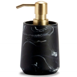 Δοχείο Κρεμοσάπουνου Marble LBTAH-BA71014 Φ8x16cm Black-Gold Andrea House Ατσάλι,Polyresin