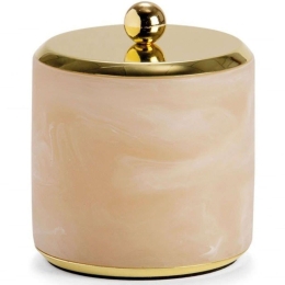 Βάζο Για Βαμβάκι AH-BA71058 Φ9,5x11,5cm 300ml Marble Effect Pink-Gold Andrea House Μέταλλο,Polyresin