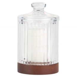 Θήκη Για Βαμβάκι LBTAH-BA72026 9x9x15cm Clear-Brown Andrea House Ξύλο,Γυαλί