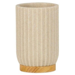 Ποτηροθήκη LBTAH-BA72033 Φ7,5x11cm Beige-Natural Andrea House Polyresin,Ξύλο
