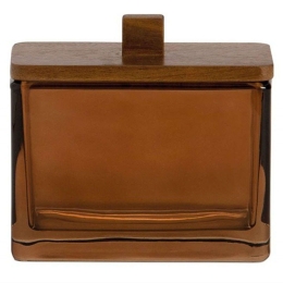 Βάζο Για Βαμβάκι AH-BA73066 11,5x6x10,5cm Brown Andrea House Ξύλο,Γυαλί