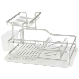 Πιατοθήκη Διώροφη Modern AH-CC73028 42,5x32x24,5cm Silver Andrea House Αλουμίνιο, Πλαστικό