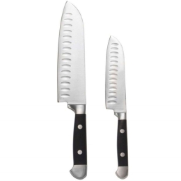 Μαχαίρια Santoku (Σετ 2Τμχ) AH-MS73158 3x23/5x30cm Inox-Black Andrea House Ατσάλι,Ξύλο