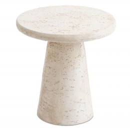 Βοηθητικό Τραπεζάκι Travertine Effect AH-MU25076 Φ46x48cm Beige