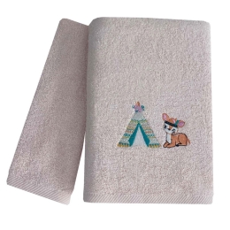 Πετσέτες Βρεφικές Boho Animals (Σετ 2τμχ) Beige Astron Σετ Πετσέτες 70x130cm 100% Βαμβάκι