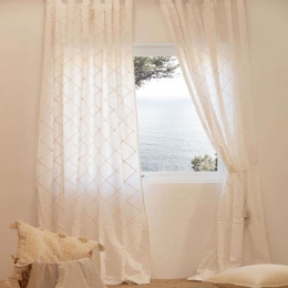 Κουρτίνα Royal Με Τιράντες LBTCAROYA140BCO White Calma House 140X280 140x280cm 100% Βαμβάκι