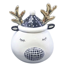 Δοχείο Με Καπάκι Τάρανδος DOT262 12,3x12x16,5cm Black-White-Gold Espiel