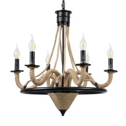 Φωτιστικό Οροφής-Πολυέλαιος Pennsylvania 00541 Φ64x63cm 6xE14 Black-Natural GloboStar
