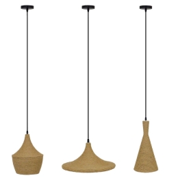Φωτιστικό Οροφής Shanghai Rope 00875 (Σετ 3Τμχ) 3xE27 Φ24+37+20cm Beige GloboStar