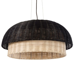 Φωτιστικό Οροφής Corsica Boho 02216 Φ70x35cm 1xE27 Black-Beige GloboStar