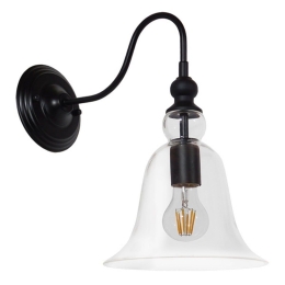 Φωτιστικό Τοίχου-Απλίκα Lilly 01064 Black GloboStar Μέταλλο,Γυαλί