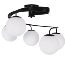 Φωτιστικό Οροφής - Πλαφονιέρα Selina 01090 Black-White GloboStar Μέταλλο,Γυαλί