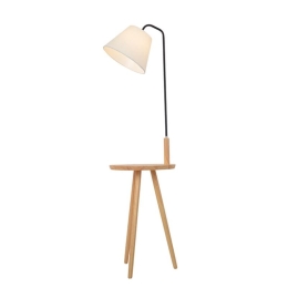 Φωτιστικό Δαπέδου Tiffany 01206 Beige GloboStar Μέταλλο,Ξύλο