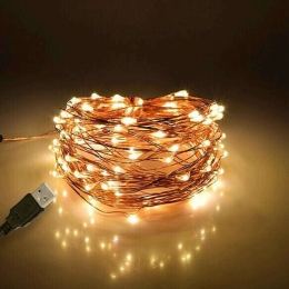 Χριστουγεννιάτικα Λαμπάκια Σειρά 100 Led 79722 10m USB 6W 3000K Bronze GloboStar