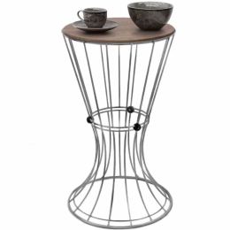 Τραπεζάκι Βοηθητικό Girene 0242374 Φ32x58cm Silver-Walnut