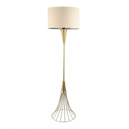 Φωτιστικό Δαπέδου Olde 216732 E27 33x33x127cm Gold - Beige Megapap Μέταλλο,Ύφασμα