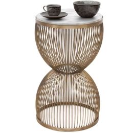 Βοηθητικό Τραπεζάκι Stella 0249269 Φ34,5x56,5cm Marble Effect White-Gold