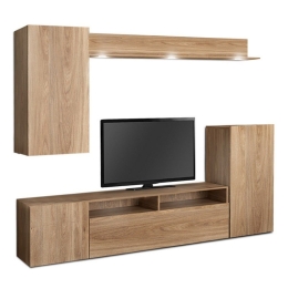 Σύνθετο Τηλεόρασης Lucius 0229644 210x37x170cm Honey Oak