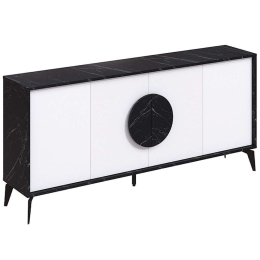 Μπουφές Gora 0214152 180x35,6x82cm Marble Effect Black-White Μελαμίνη,Μέταλλο